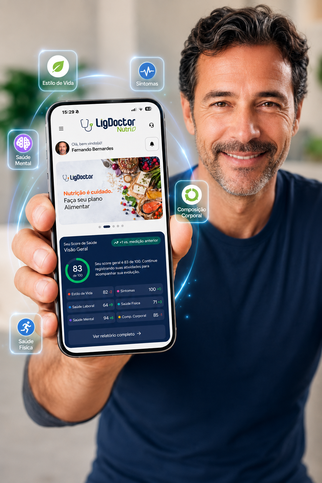 Score de saúde personalizado no app LigDoctor